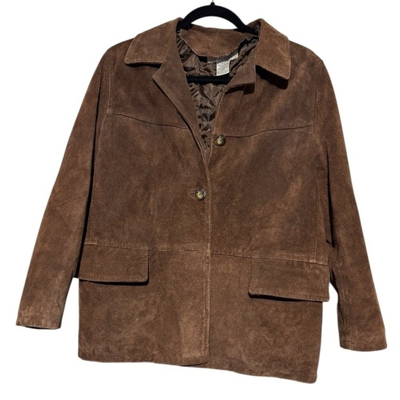 Petite Sophisticate Jackets & Blazers - Petite Sophisticate Brown Leather Suede Jacket Coat Women Size 2 Western Cabin